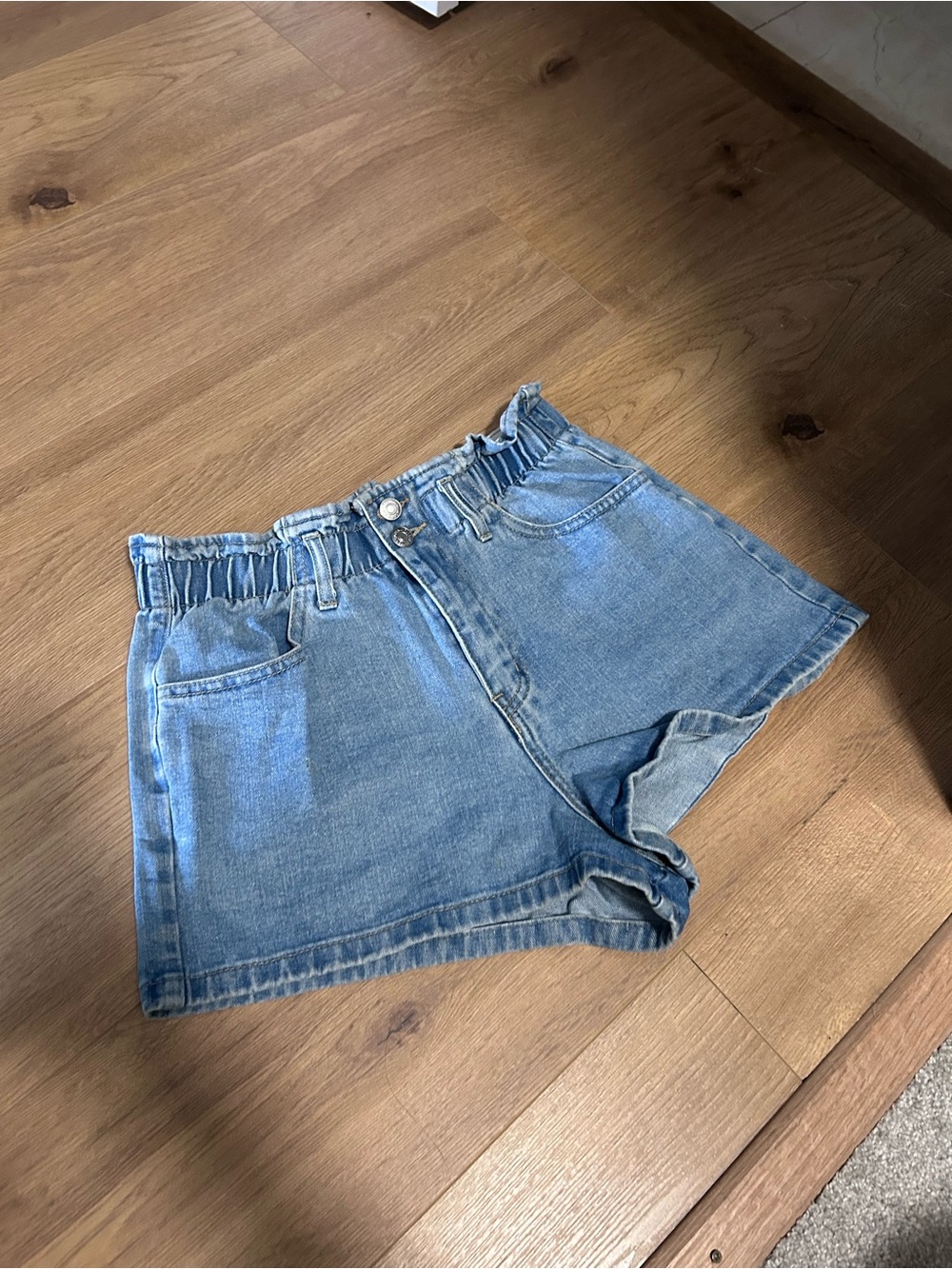 Forever 21 Light Blue Paperbag Waist Denim Shorts